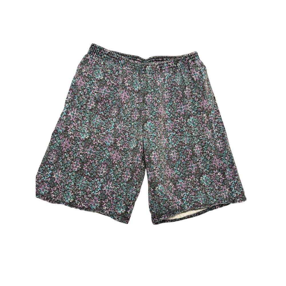 Vintage Fusion Sport Shorts Geometric Men's M Purple Blue 90's Dad 100% Cotton